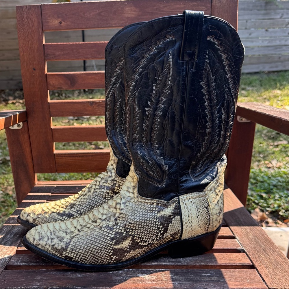 Dan Post Manning Python Snakeskin Western Cowboy Boot Natural Size 12 EW